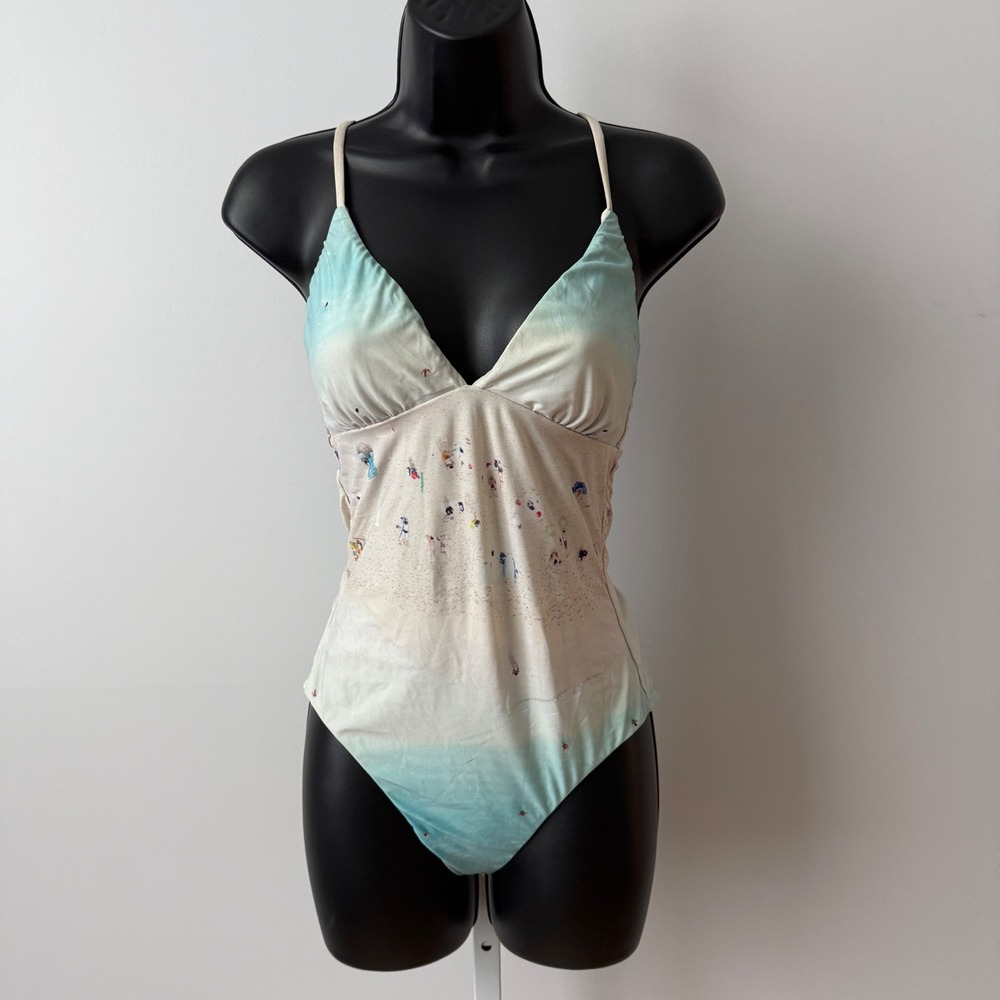 Splendid x Gray Malin sz S Beach Print One Piece Swimsuit Vacation‎ Resortwear